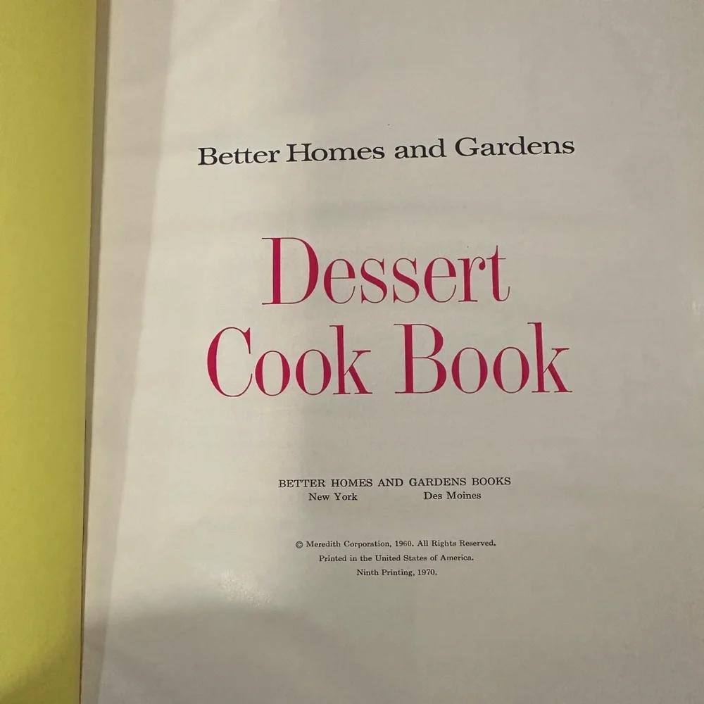 Vintage Nostalgic Better Homes And Gardens Dessert Cook Book